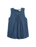 Pure Cotton Denim Pintuck Cami