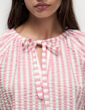 Pure Cotton Textured Striped Top