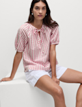 Pure Cotton Textured Striped Top