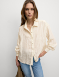 Crinkle Textured Collared Shirt