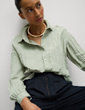 Crinkle Textured Collared Shirt