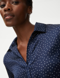 Polka Dot Collared Popover Blouse