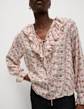 Pure Modal Floral Ruffle Blouse