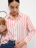 Pure Cotton Striped Collared Shirt