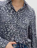Printed Collared Button Through Blouse
