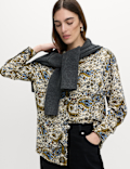 Printed Collared Button Through Blouse