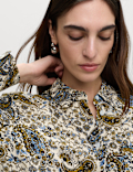 Printed Collared Button Through Blouse