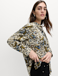 Printed Collared Button Through Blouse