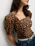 Pure Cotton Animal Print Slim Fit Top