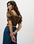 Pure Cotton Animal Print Slim Fit Top