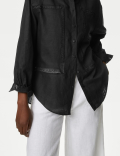 Linen Rich Collared Lace Insert Shirt