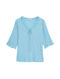 V-Neck Frill Detail Blouse