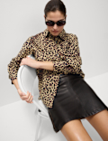 Pure Cotton Animal Print Collared Shirt