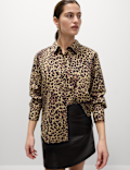 Pure Cotton Animal Print Collared Shirt