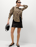 Pure Cotton Animal Print Collared Shirt