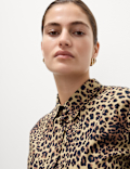 Pure Cotton Animal Print Collared Shirt