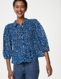 Printed Shirred Shirt