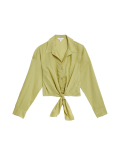 Lyocell Rich Tie Front Shirt with Linen