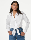 Lyocell Rich Tie Front Shirt with Linen