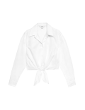 Lyocell Rich Tie Front Shirt with Linen