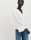 Pure Cotton Cutwork Detail Blouse