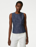 Denim Round Neck Blouse