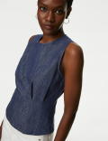 Denim Round Neck Blouse