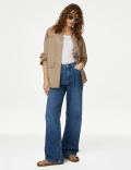 Linen Rich Collared Lace Insert Shirt