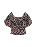 Pure Cotton Geometric Puff Sleeve Blouse