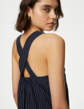 Linen Rich Striped Square Neck Cami Top