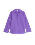 Linen Rich Popover Blouse