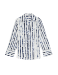 Linen Rich Printed Popover Blouse