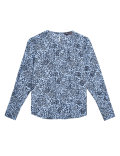 Animal Print Pintuck Long Sleeve Blouse