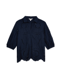 Pure Cotton Broderie Popover Blouse