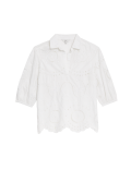 Pure Cotton Broderie Popover Blouse