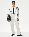 Linen Rich Embroidered Collared Shirt