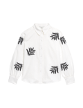 Linen Rich Embroidered Collared Shirt