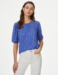 Printed Puff Sleeve Blouse