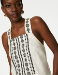 Linen Rich Embroidered Cami Top