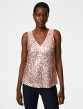 Sequin V-Neck Cami Top