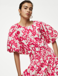 Pure Cotton Printed Puff Sleeve Blouse