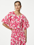 Pure Cotton Printed Puff Sleeve Blouse