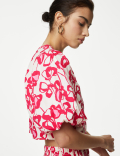 Pure Cotton Printed Puff Sleeve Blouse