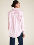 Pure Cotton Striped Oversized Girlfriend Style Shirt