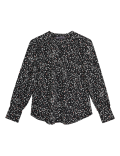 Heart Print Round Neck Long Sleeve Blouse