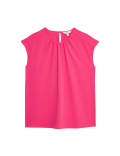 Round Neck Shirred Detail Blouse