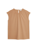 Round Neck Shirred Detail Blouse