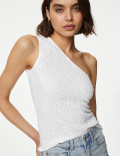 Jersey Textured One Shoulder Vest