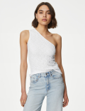 Jersey Textured One Shoulder Vest