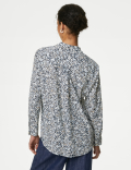 Printed Collared Button Through Blouse